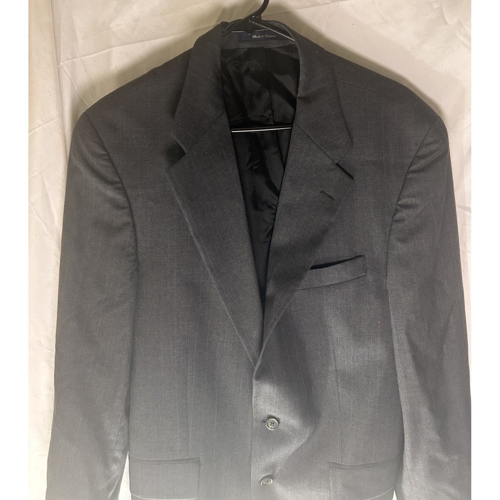 Chaps Ralph Lauren Men's 41T Gray Pure New Wool Blazer Sport Coat Made Canada